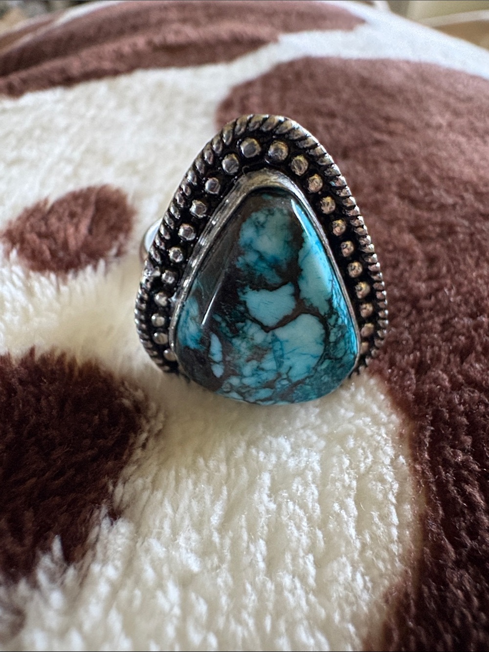 Turquoise Statement Ring Sterling Silver Over Copper - Women Jewelry